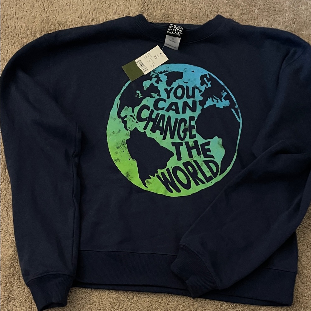 Modern Lux Navy Blue Crewneck with Globe Graphic